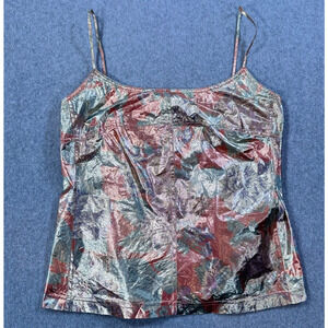 Vintage Gregory Parkinson Chiffon Spaghetti Strap Top Women's 10 Orange Floral